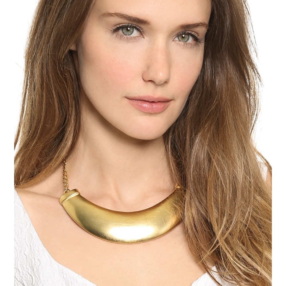 KJL plate gold collar necklace